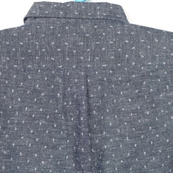 Old Navy Slim Fit Shirt Chambray Blue Floral Long Sleeve M Medium - Picture 10 of 12